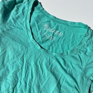 Splash Teal Scoop Neck Tee